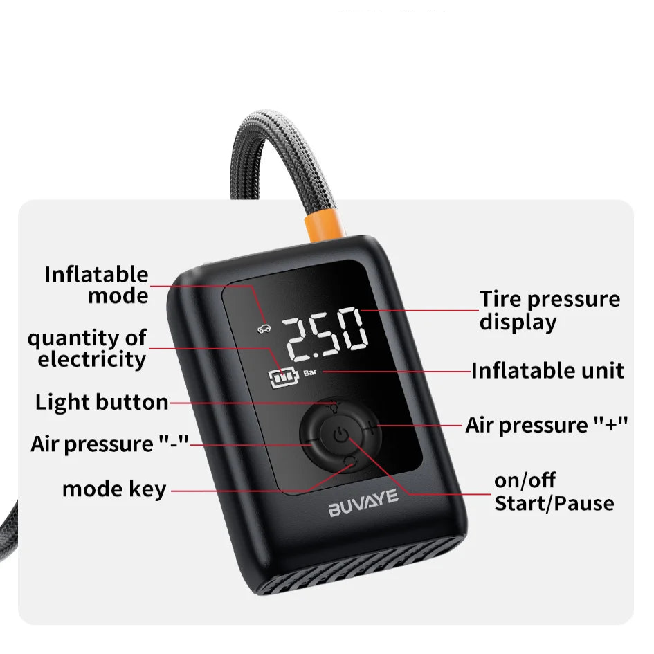Portable Wireless Air Compressor For Tyre Inflation