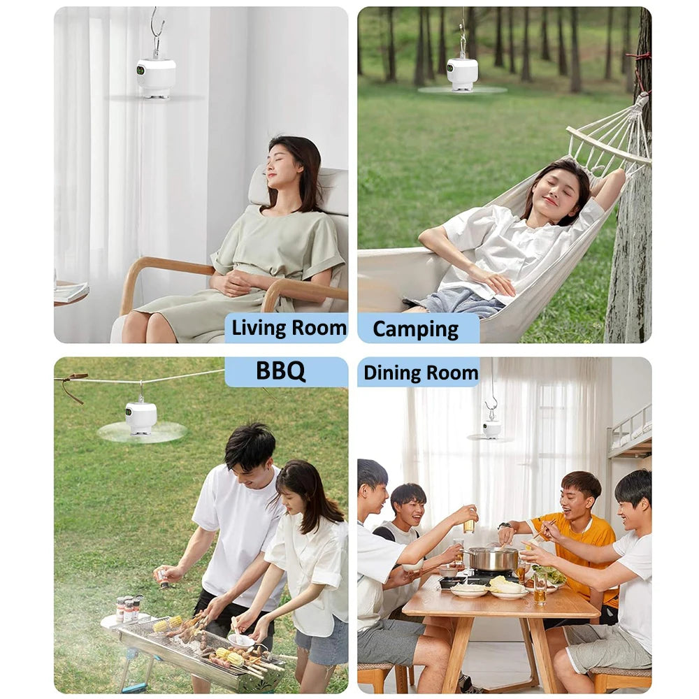 Portable Rechargeable Camping Ceiling Fan with Light & Remote