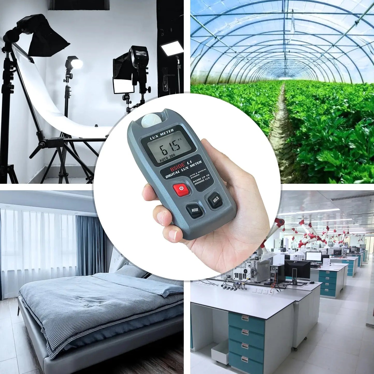 Digital Lux Meter 0–200,000 Lux Light Tester