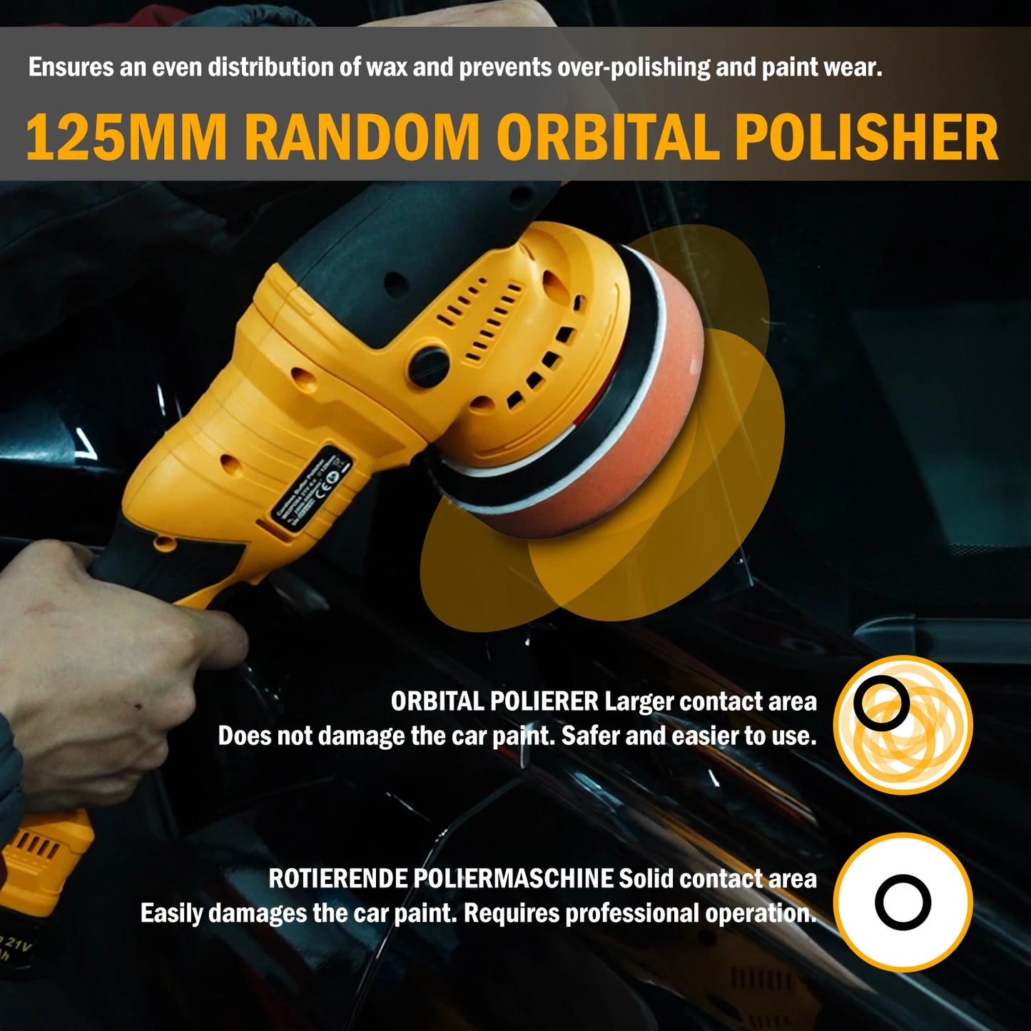 Cordless 6-Speed Orbital Polisher with Pad