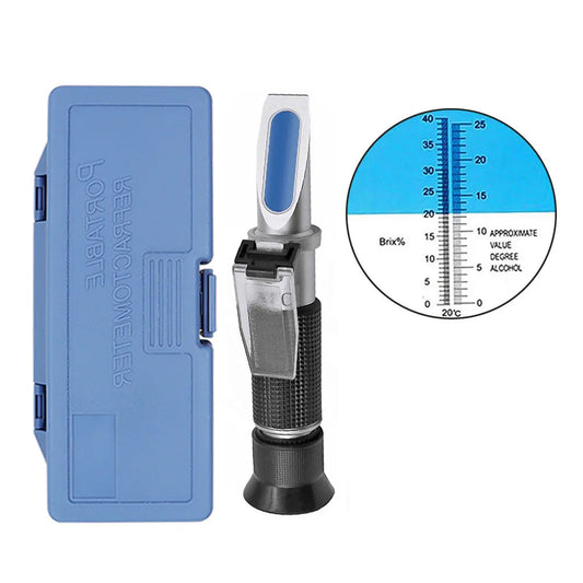 Handheld 0–40% Sugar & 0–25% Alcohol Refractometer (available with or without box)
