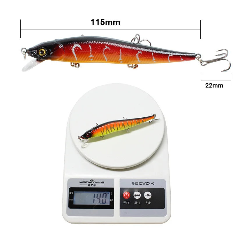 Bionic Hard Fishing Lure with 3D Eyes (11.5cm/14g) – 5/10pcs