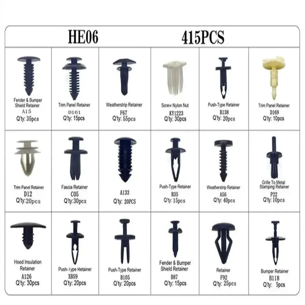Car Fastener Clip Kit – Plastic Rivets & Retainer Pins (different types available)
