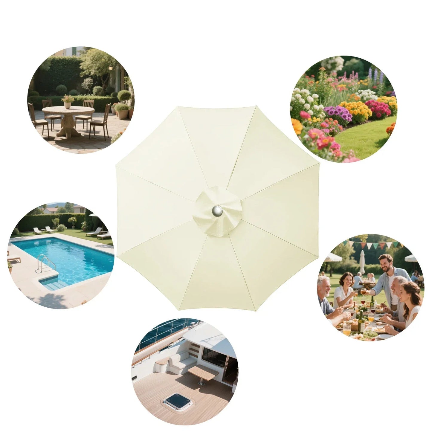 Parasol Replacement Cover – 6 or 8 Ribs (6 colours available)