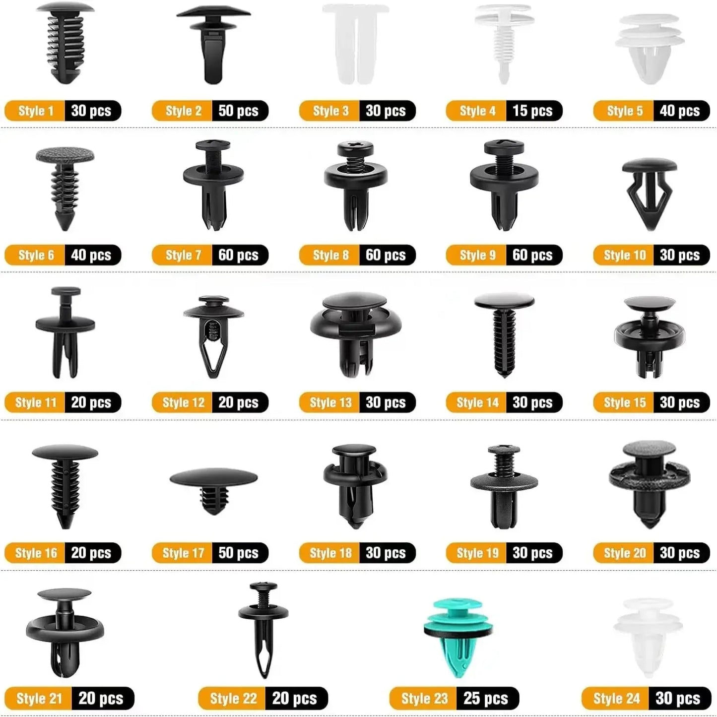 Car Fastener Clip Kit – Plastic Rivets & Retainer Pins (different types available)