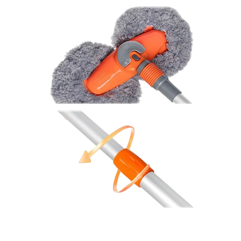 3-Section Telescopic Car Wash Mop with Double Brush Head