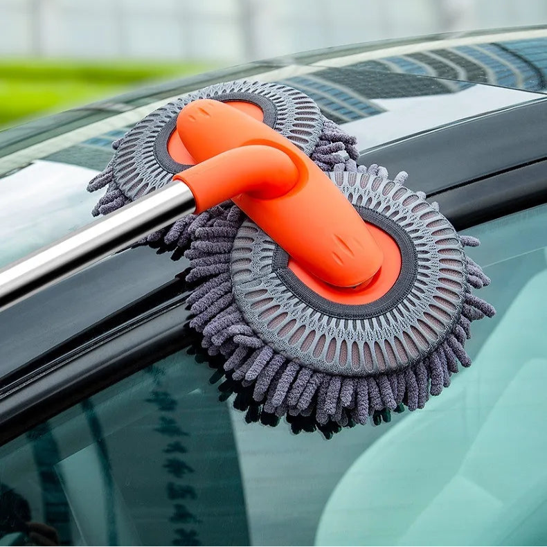 3-Section Telescopic Car Wash Mop with Double Brush Head