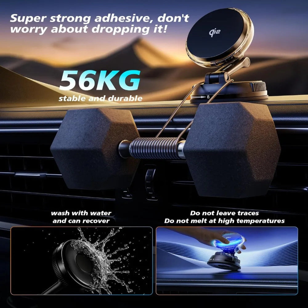 Qi2 15W Mag-Safe Car Mount Charger