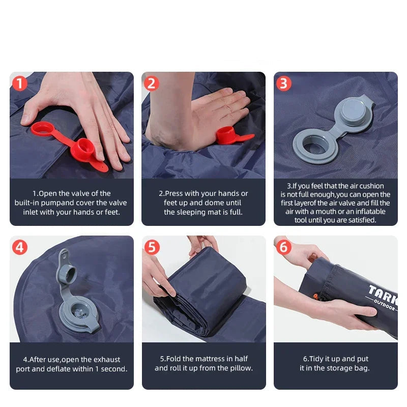 Inflatable Camping Mat with Pillow – Self-Inflating Mattress
