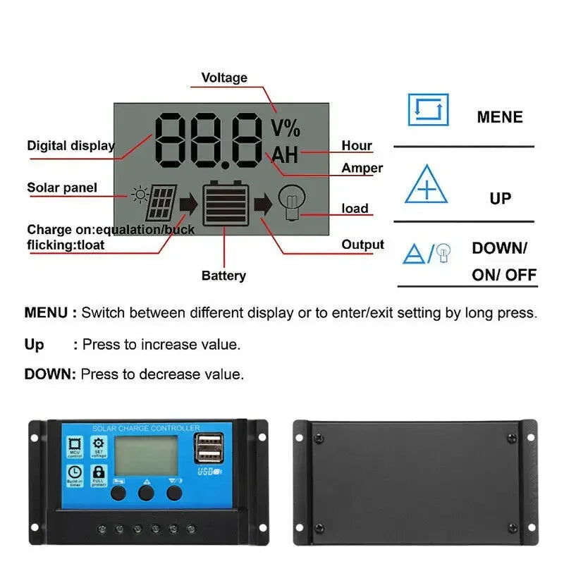 1000W 12V Solar Panel Kit with Controller for RV's, caravans & Home (8 different types available)