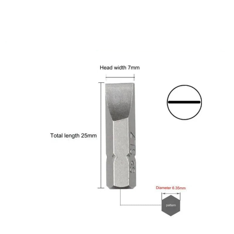 S2 Steel Slotted Screwdriver Bits Set – 1/4" Shank (6 different types available)