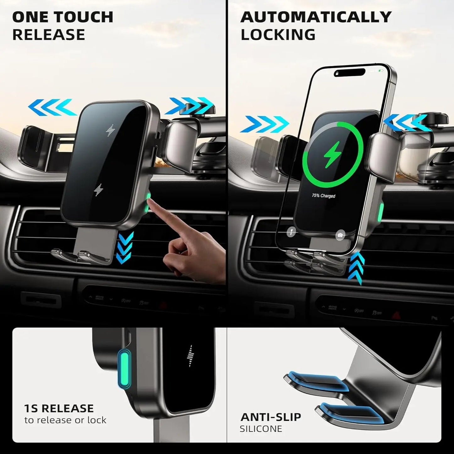 15W Wireless Car Charger Phone Holder