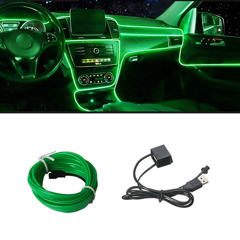 5M USB LED Neon Car Interior Light (7 colours available)