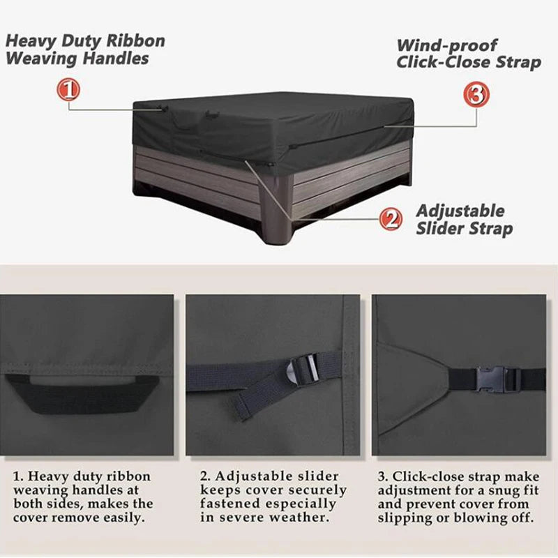 SPA Hot Tub Dust Cover – Square Outdoor Pool & Jacuzzi Cover (different sizes available)