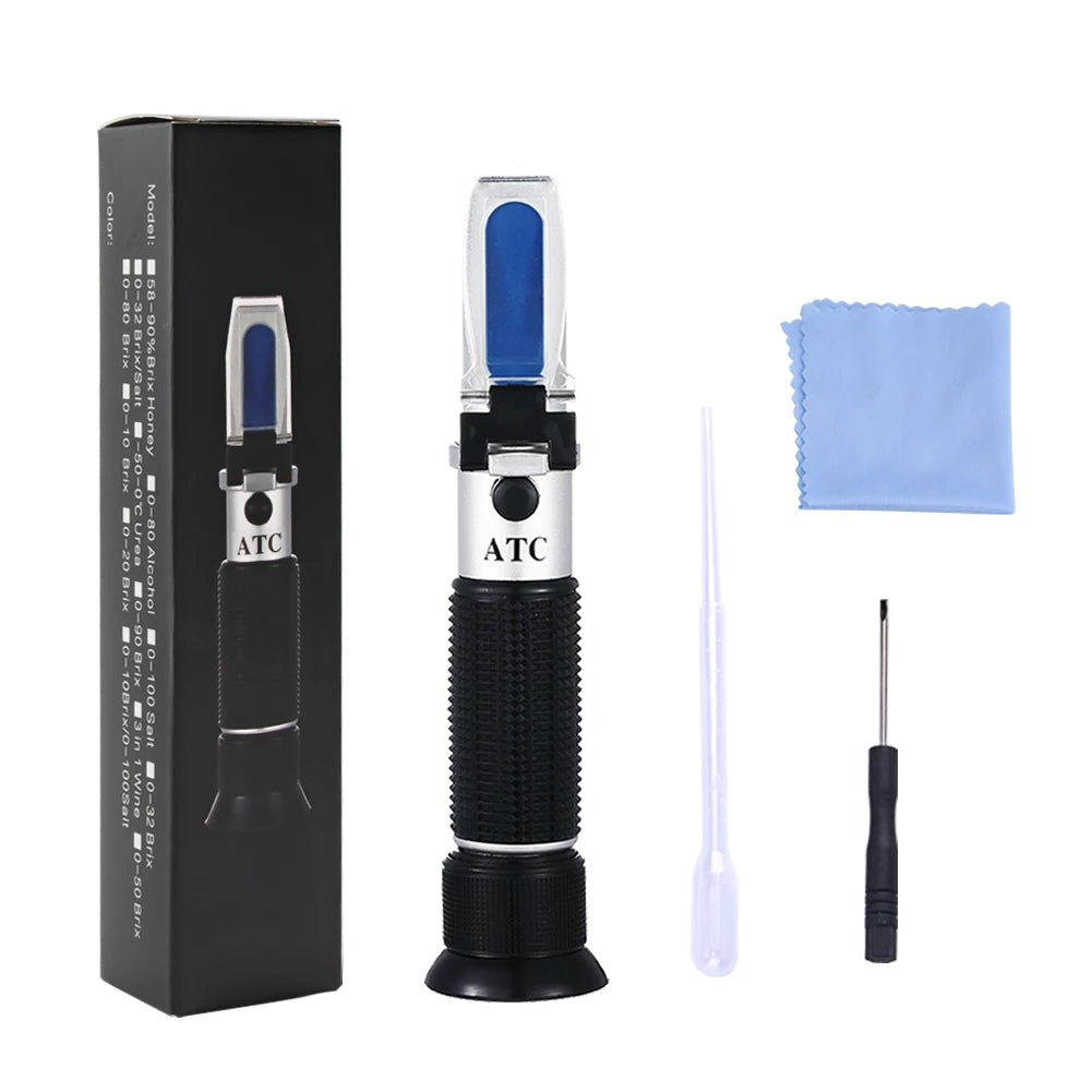 Handheld ATC Sugar Refractometer – 0–10% Brix Sugar Content Tester (3 types available)