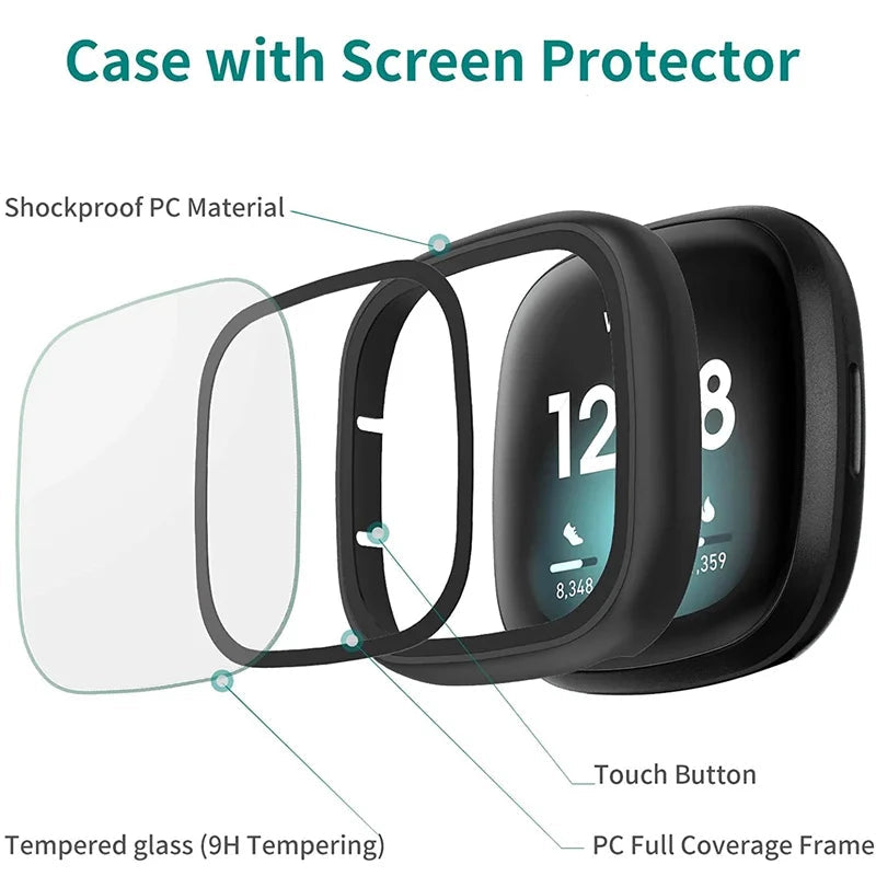 Tempered Glass Case Cover for the Fitbit Versa 3