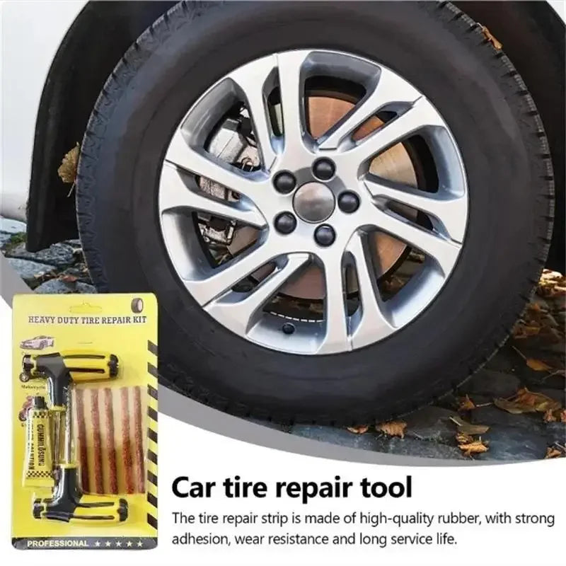 Car Tyre Repair Kit with Durable Strips & Super Glue