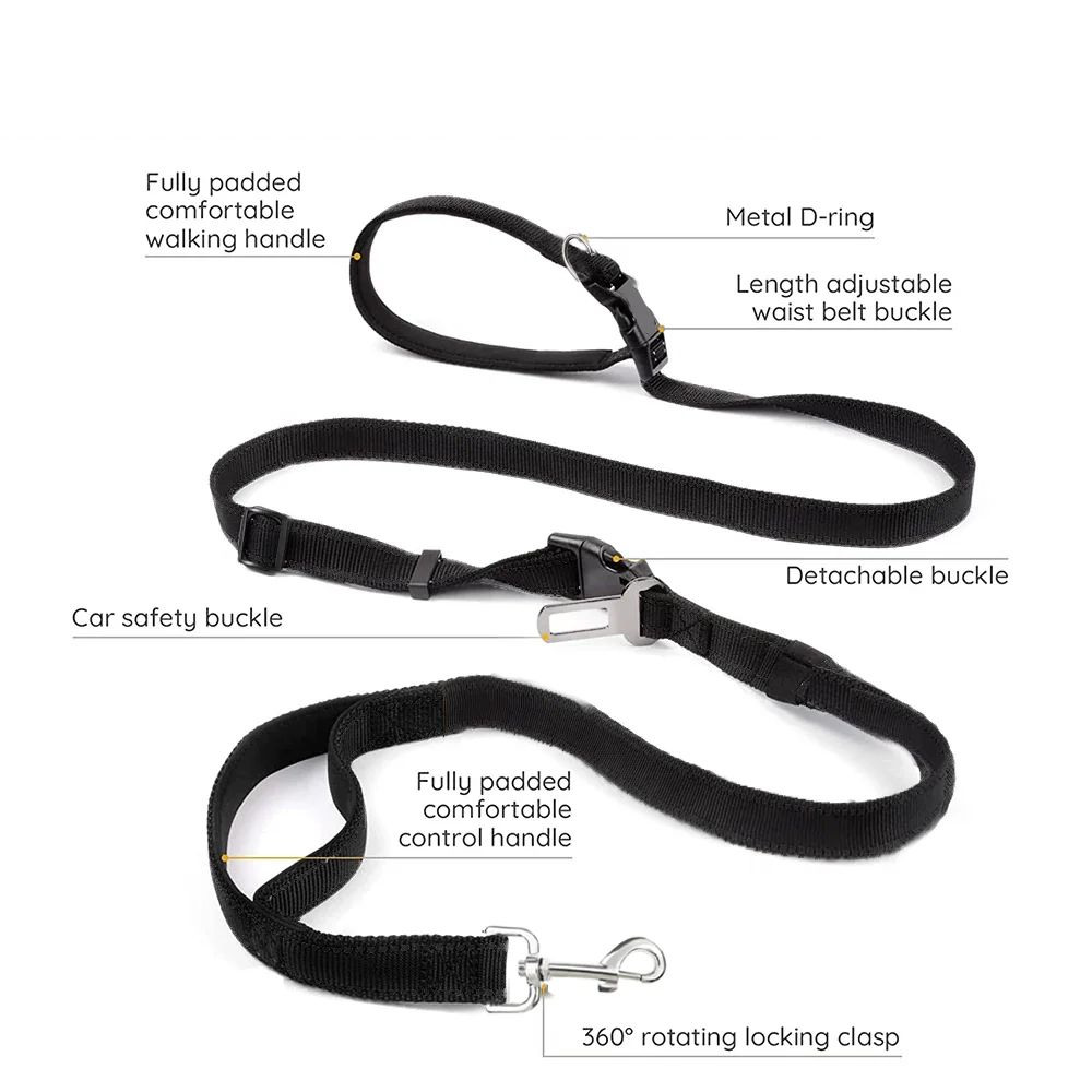 Nylon Hands-Free Dog Leash (2.5×250cm)