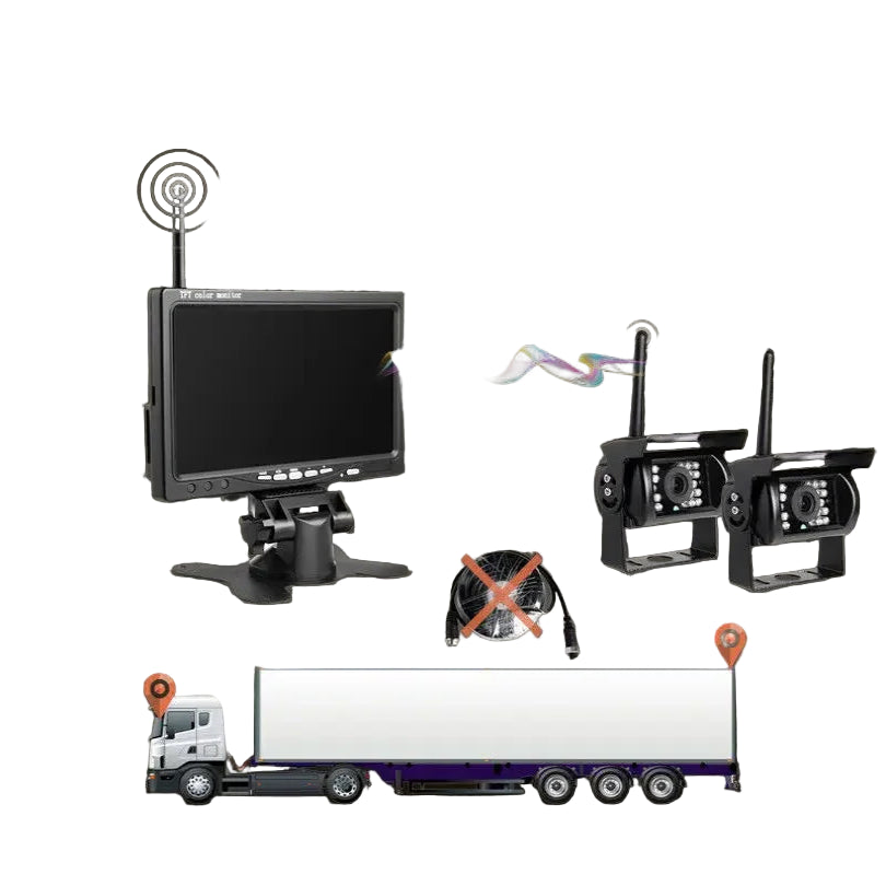 Wireless Reverse Camera Kit – 7" Monitor for Trucks, Buses & RVs with IR Night Vision