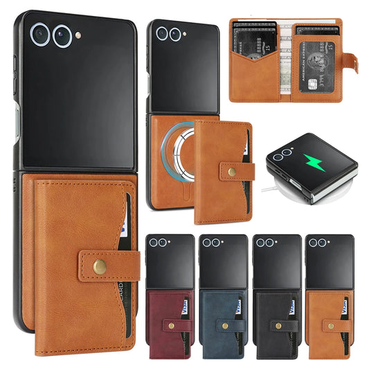 Magnetic Wallet Leather Case for the Samsung Galaxy Z Flip7 (4 colours available)