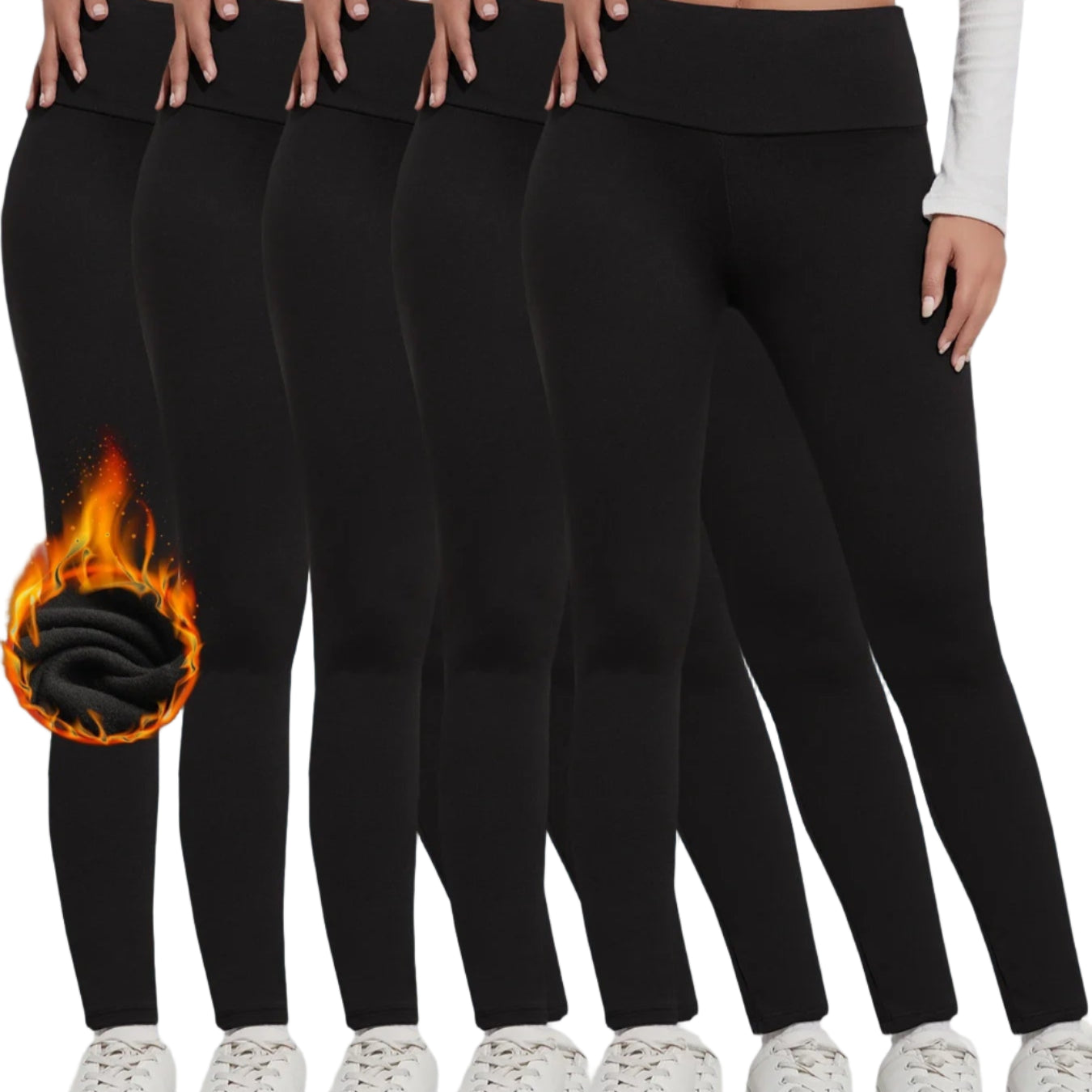 Women's Fleece-Lined Thermal Leggings – High-Waisted (5-Pack)