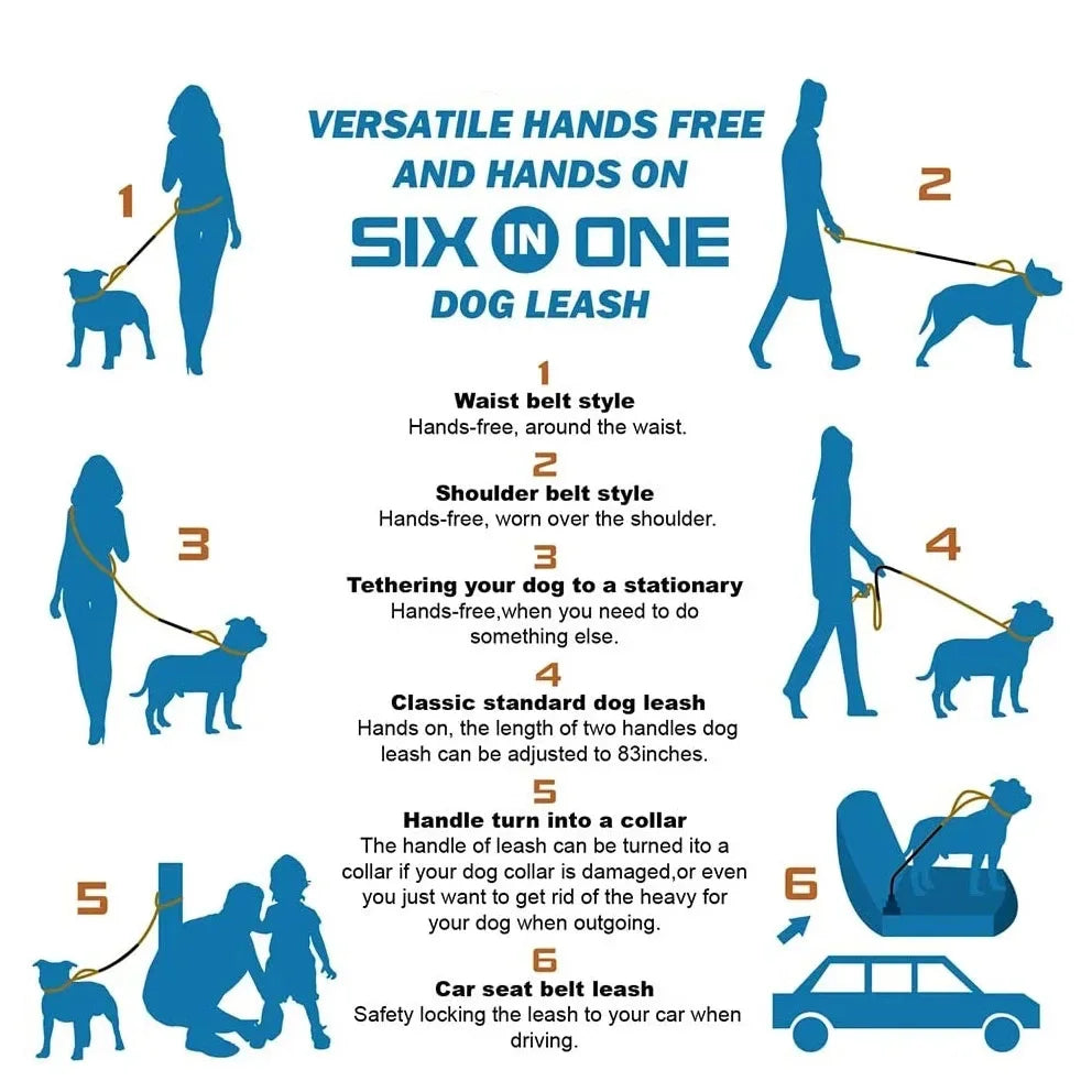 Nylon Hands-Free Dog Leash (2.5×250cm)