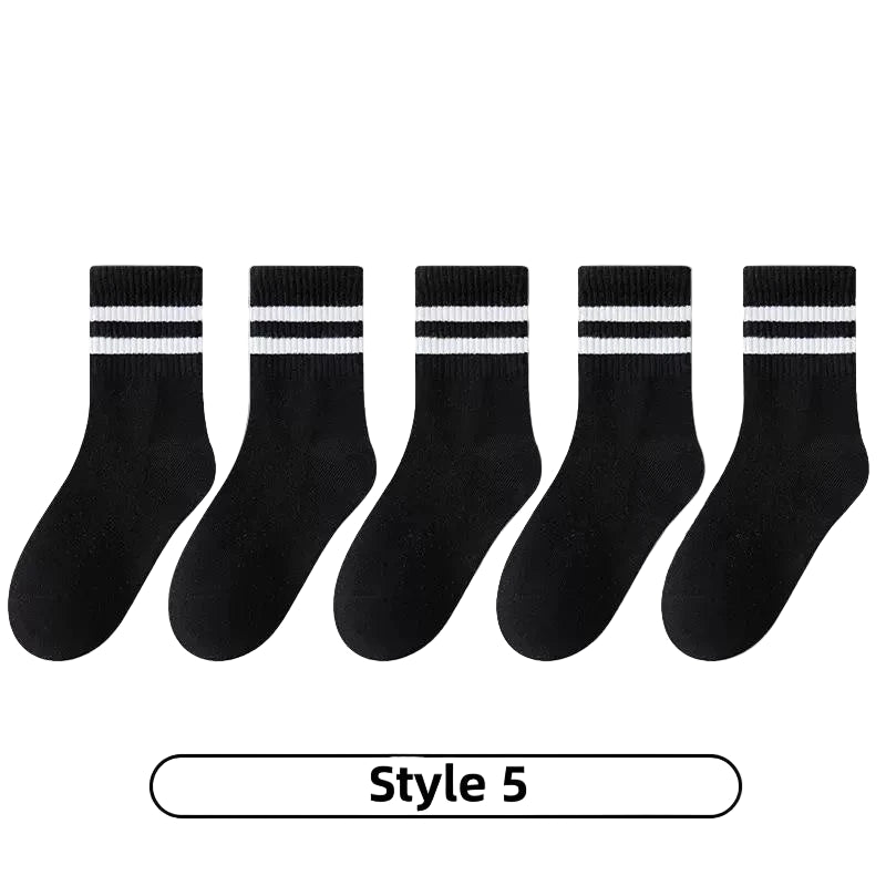 Cotton Sport Socks – 5 Pairs (Ages 3–13) (5 colours available)