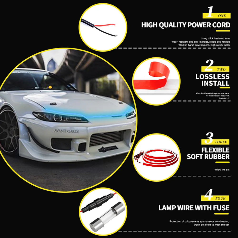 LED Car Hood Light Strip (different colours & sizes available)