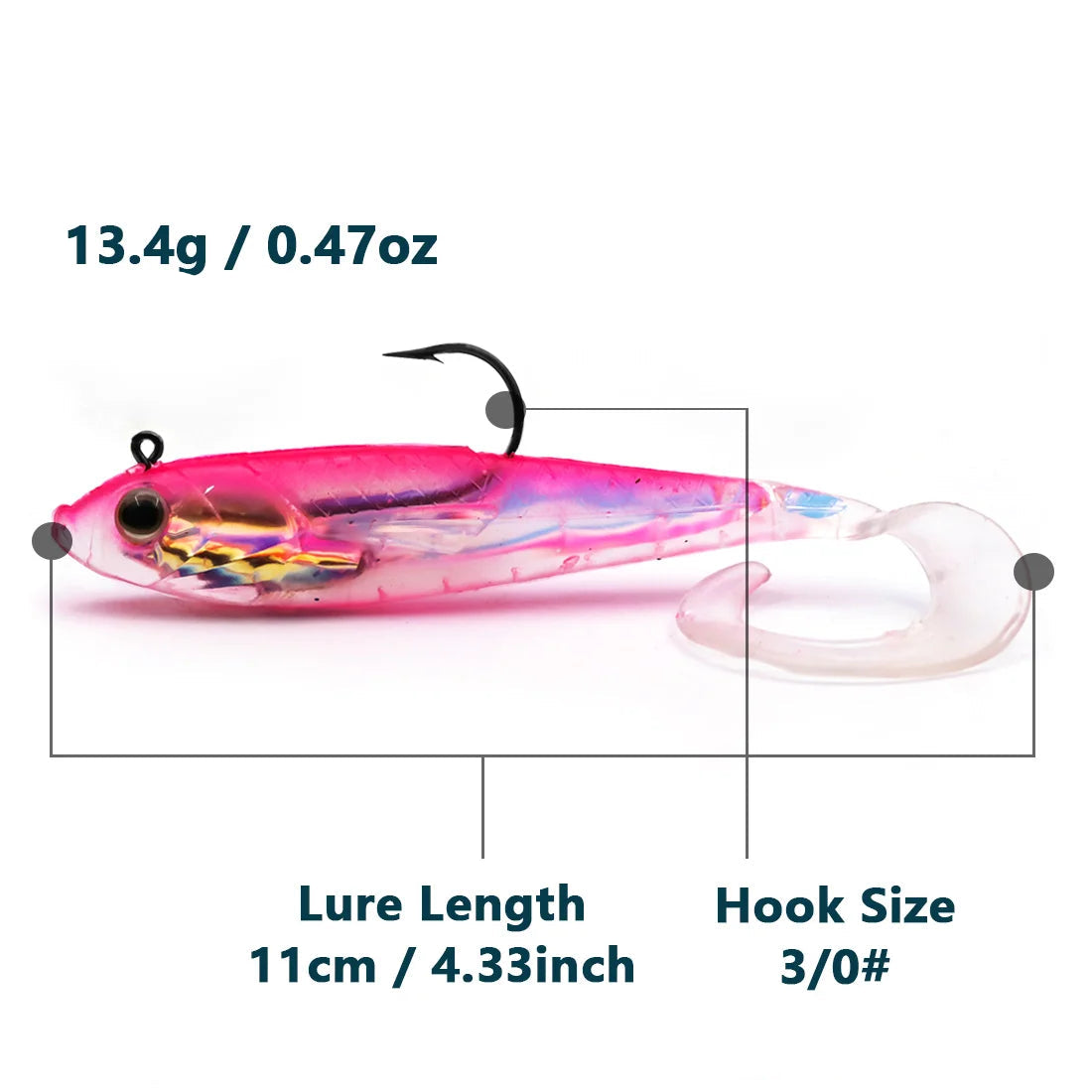 Soft Fishing Lures with Lead Head Jigs – Bass & Trout (Several quantities and colours available)