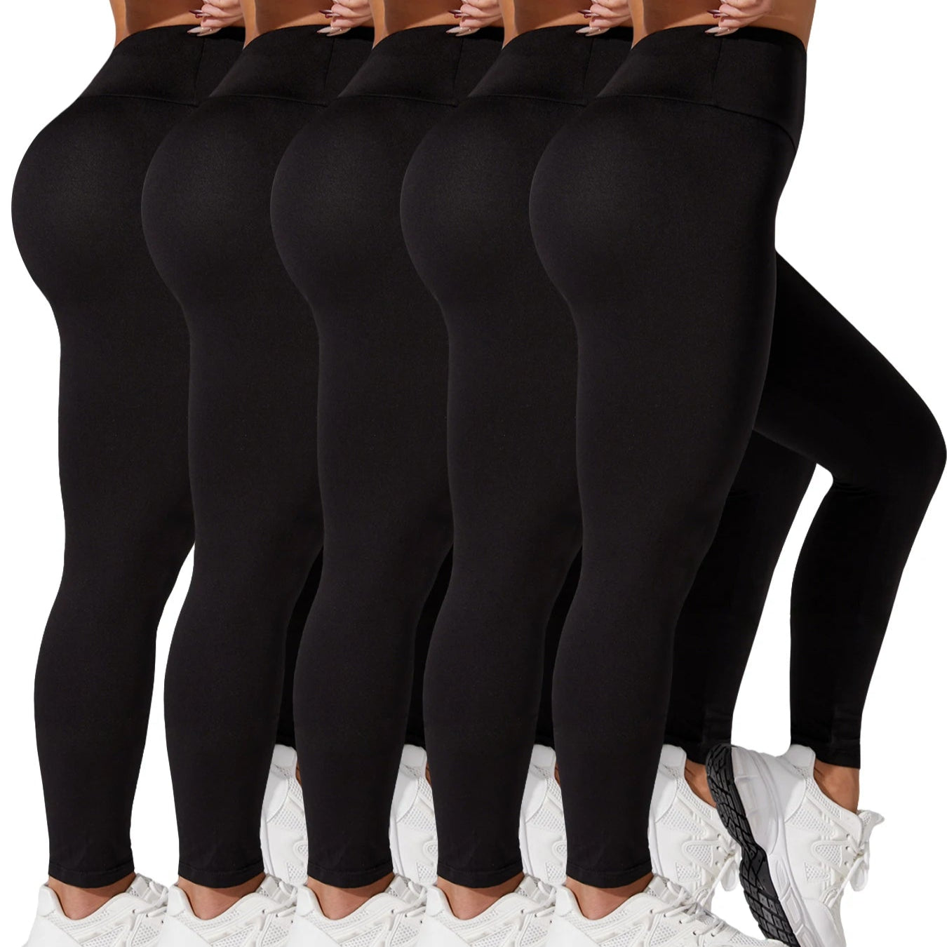 5-Pack of Women's High-Waisted Workout Leggings (various sizes and colours available)