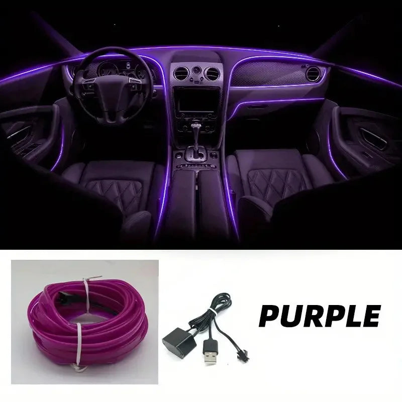 5M USB LED Neon Car Interior Light (7 colours available)