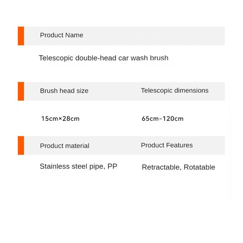 3-Section Telescopic Car Wash Mop with Double Brush Head