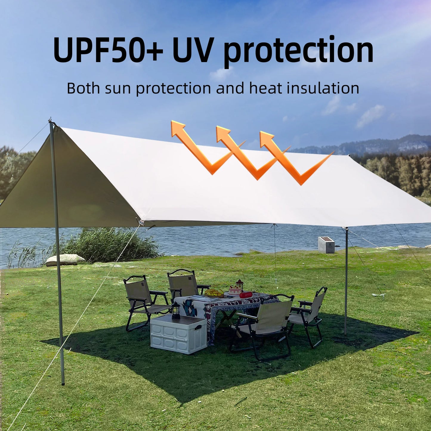 Large Portable Sunshade Tarp with Poles (2 sizes available)