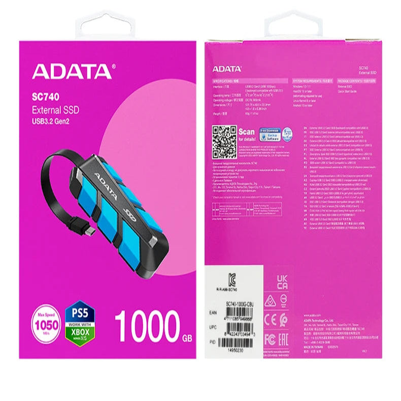 Portable SSD 500GB/1TB USB 3.2 (1050MB/s)