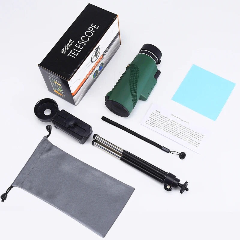 Zoom Monocular Telescope with Tripod & Phone Clip