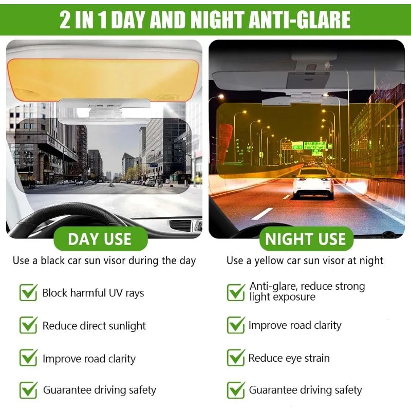 HD Anti-Glare Car Sun Visor – Day & Night Driving Sunlight Protection