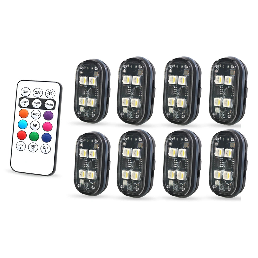 Wireless LED Strobe Lights – 8-Color Rechargeable Anti-Collision Warning Lights