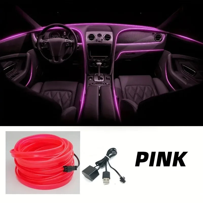 5M USB LED Neon Car Interior Light (7 colours available)