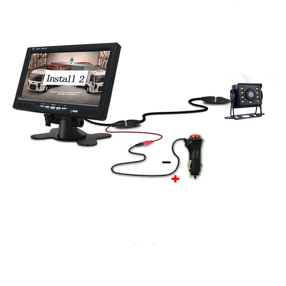 Backup Reverse Camera with 7" LCD Monitor – Easy Install 12V/24V CVBS