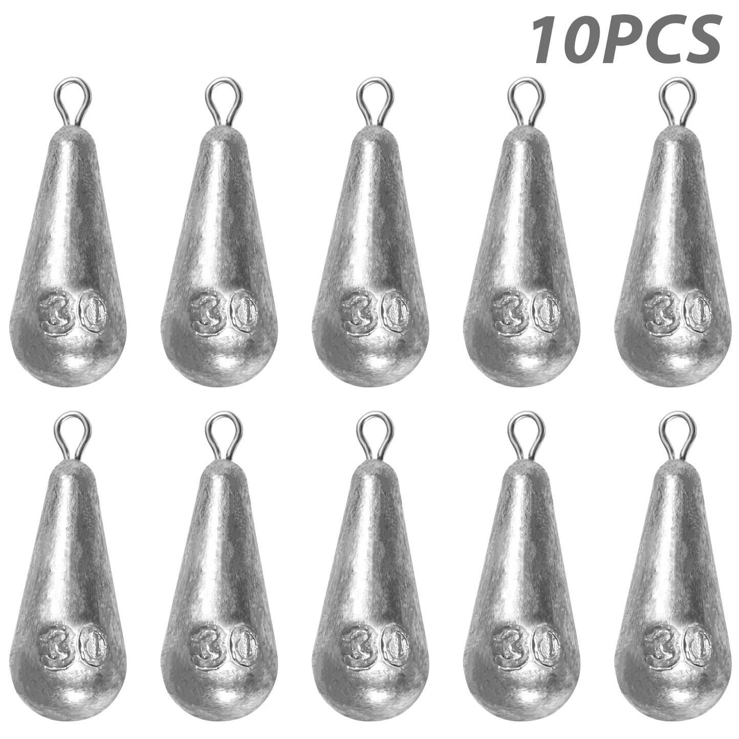 Teardrop Fishing Sinkers – Lead Weights for Bass (10 Sizes)