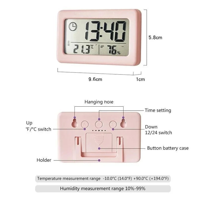 LCD Electronic Clock with Thermometer (5 colours available)