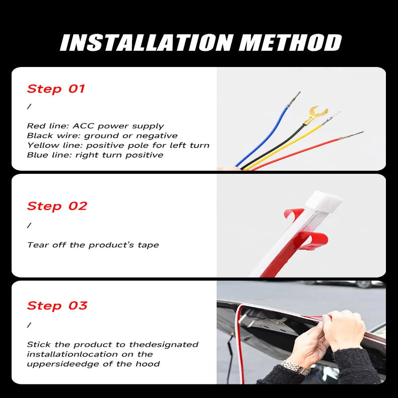APP-Controlled LED Car Hood Light Strip (12V)
