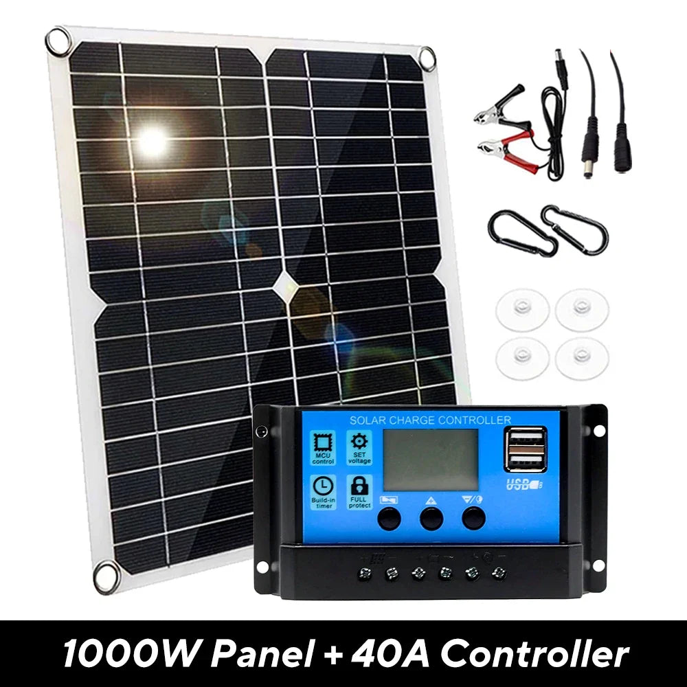 1000W 12V Solar Panel Kit with Controller for RV's, caravans & Home (8 different types available)