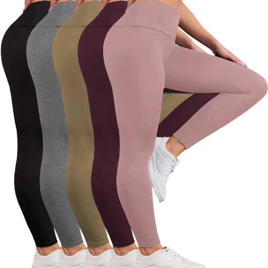 Women's Fleece-Lined Thermal Leggings – High-Waisted (5-Pack)