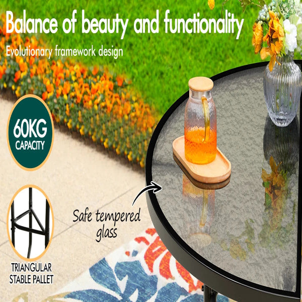 Outdoor Dining Set – 1 Semicircular Patio Table & 2 Chairs