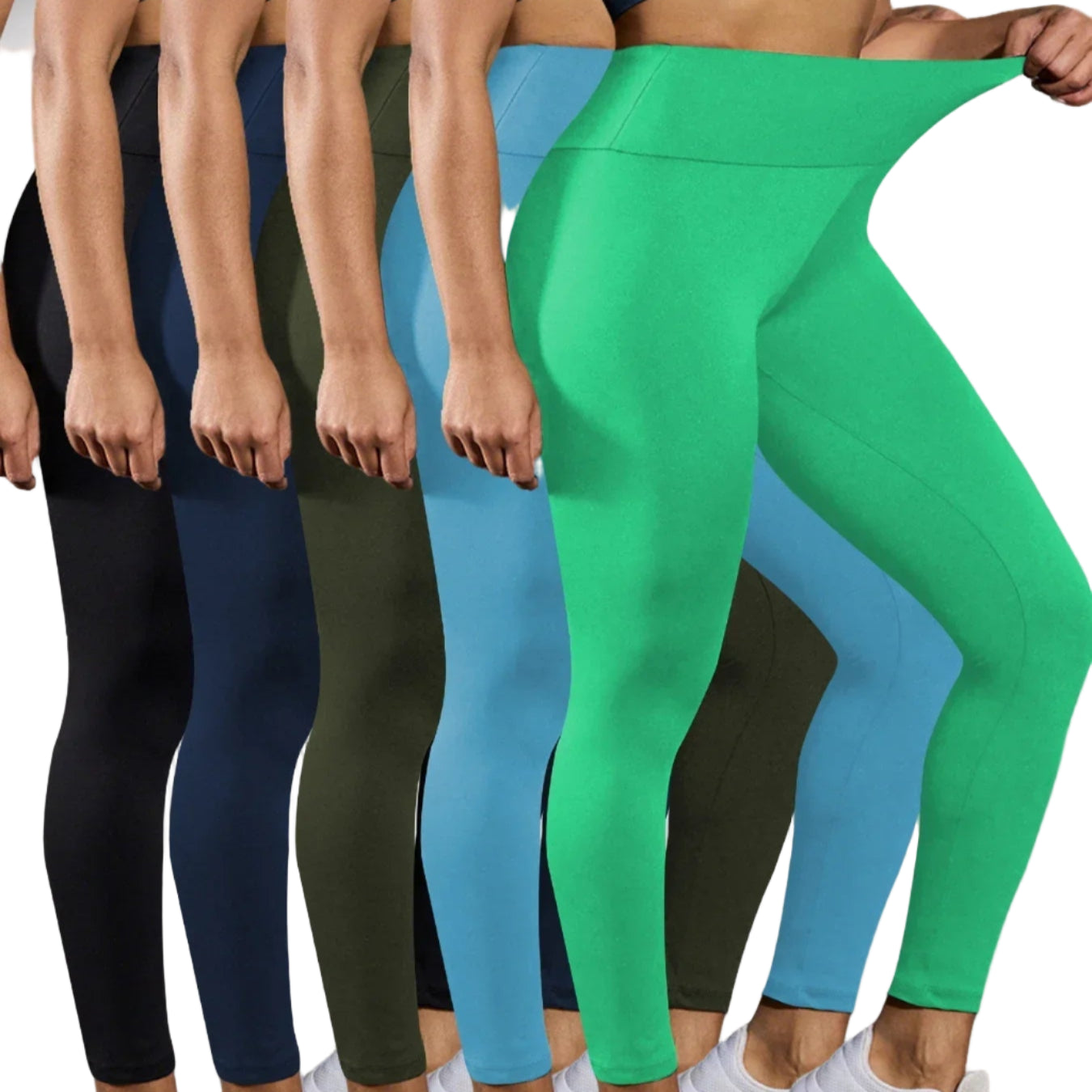 5-Pack of Women's High-Waisted Workout Leggings (various sizes and colours available)