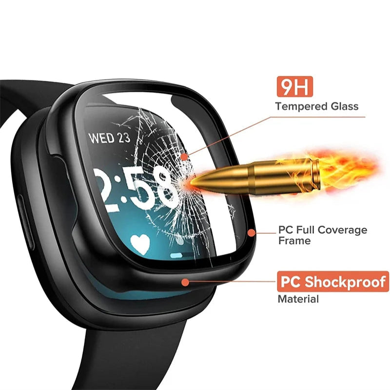 Tempered Glass Case Cover for the Fitbit Versa 3