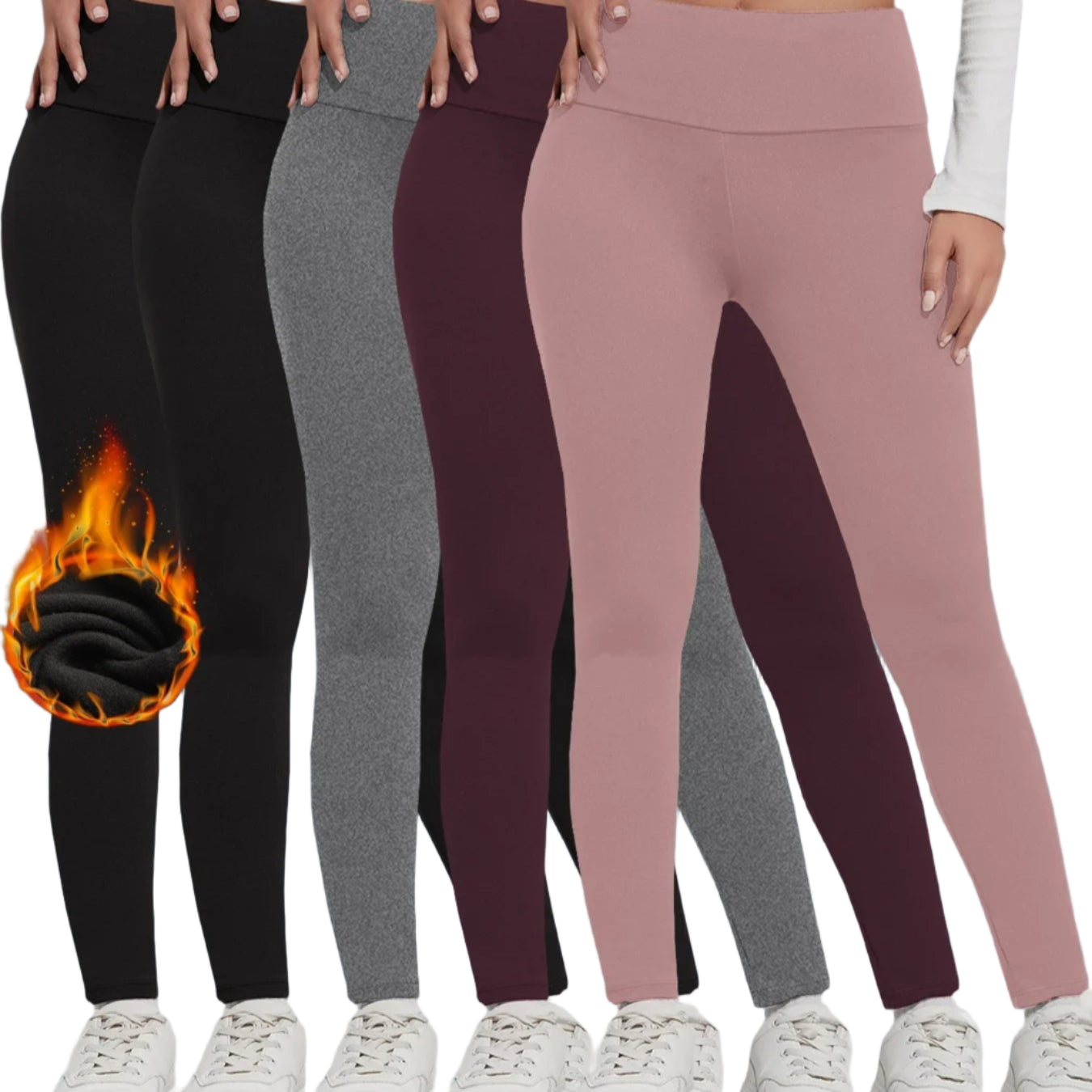 Women's Fleece-Lined Thermal Leggings – High-Waisted (5-Pack)