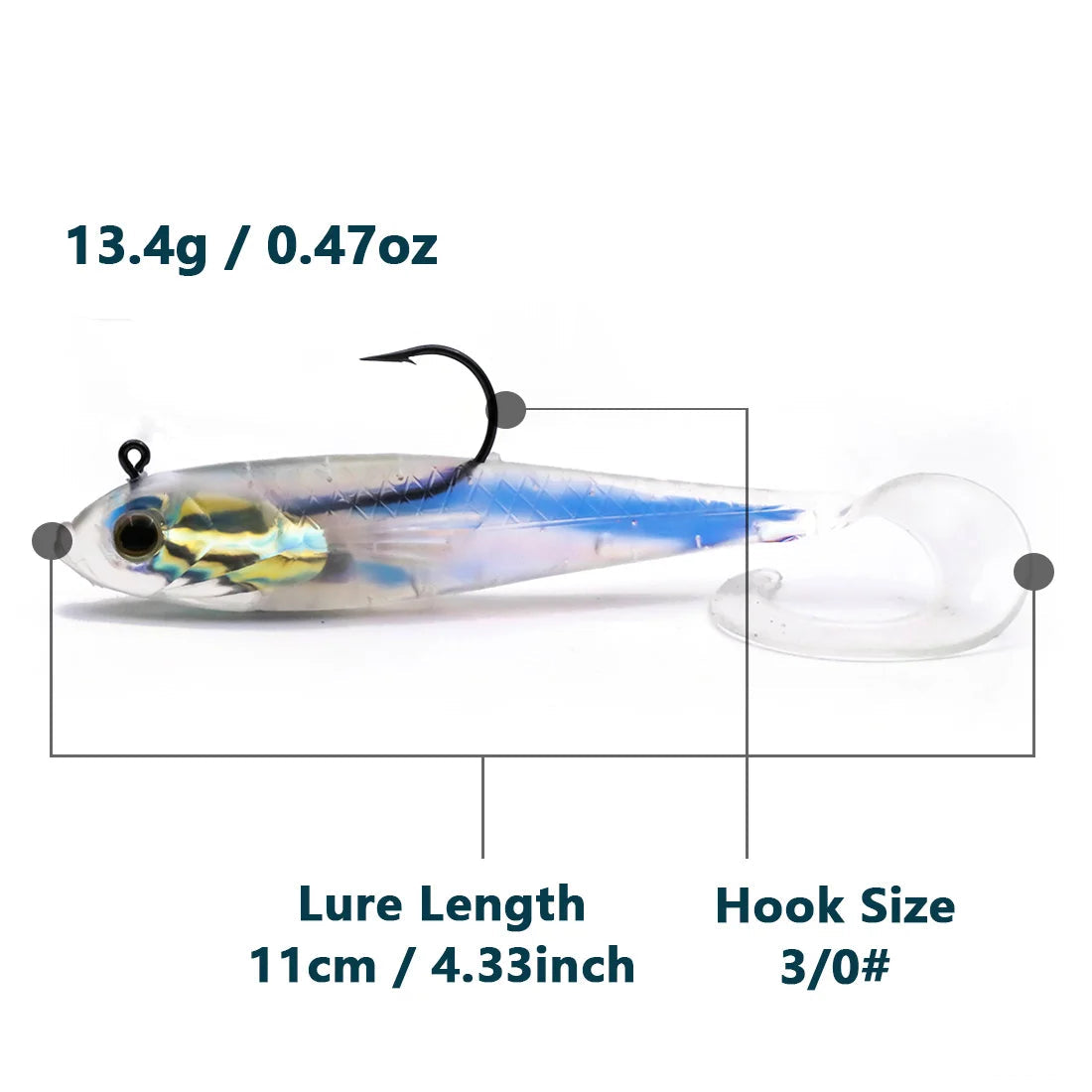 Soft Fishing Lures with Lead Head Jigs – Bass & Trout (Several quantities and colours available)