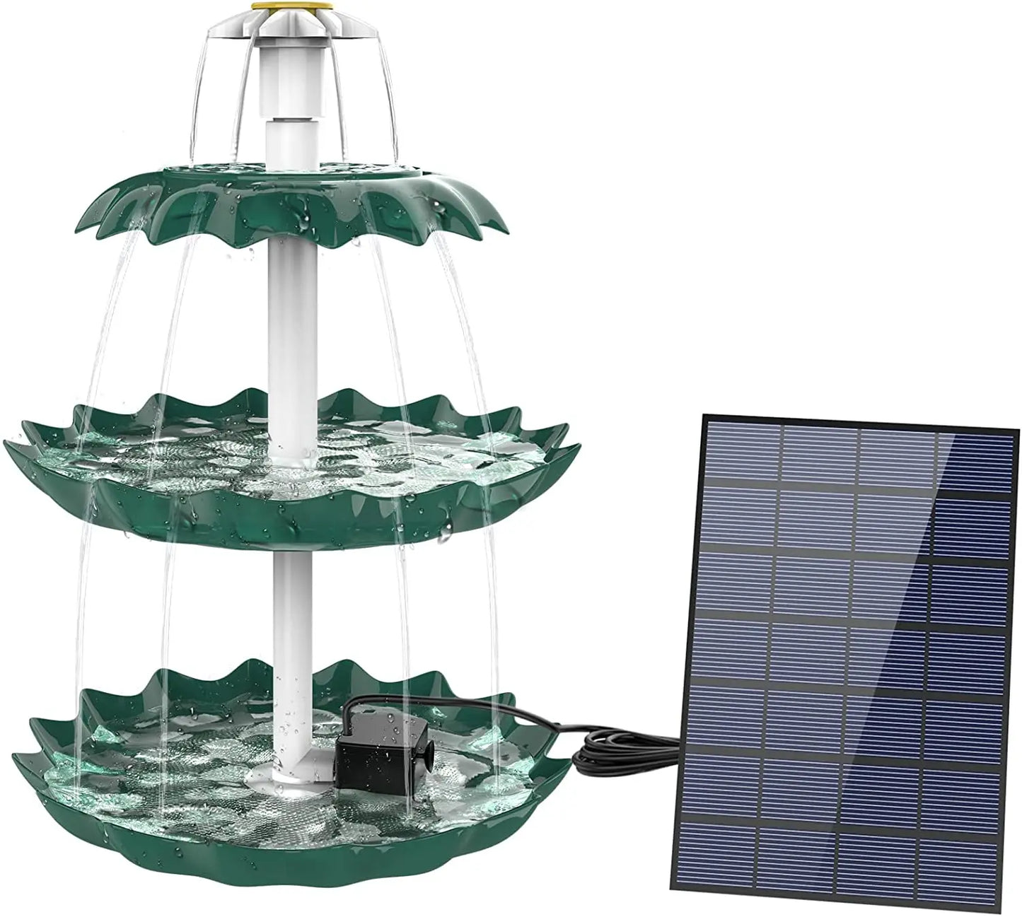 3-Tier Bird Bath with Detachable DIY Solar Fountain with 25W Pump